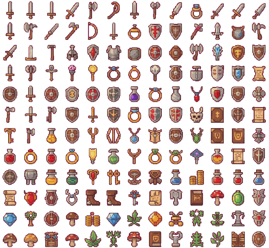 The same icons sliced, background removed and repacked